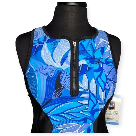 ZeroXposur Vibrant Cornflower 4 Way Stretch Lightweight Swim Top Size Large NWT - Picture 2 of 15